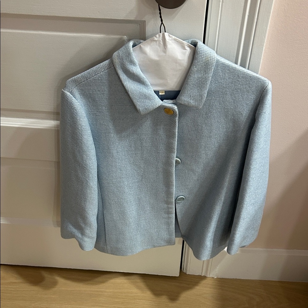 Maje Sky Blue Cropped Blazer
